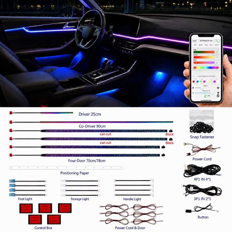 Door Handle - Kit Illuminazione Ambientale per Auto 18