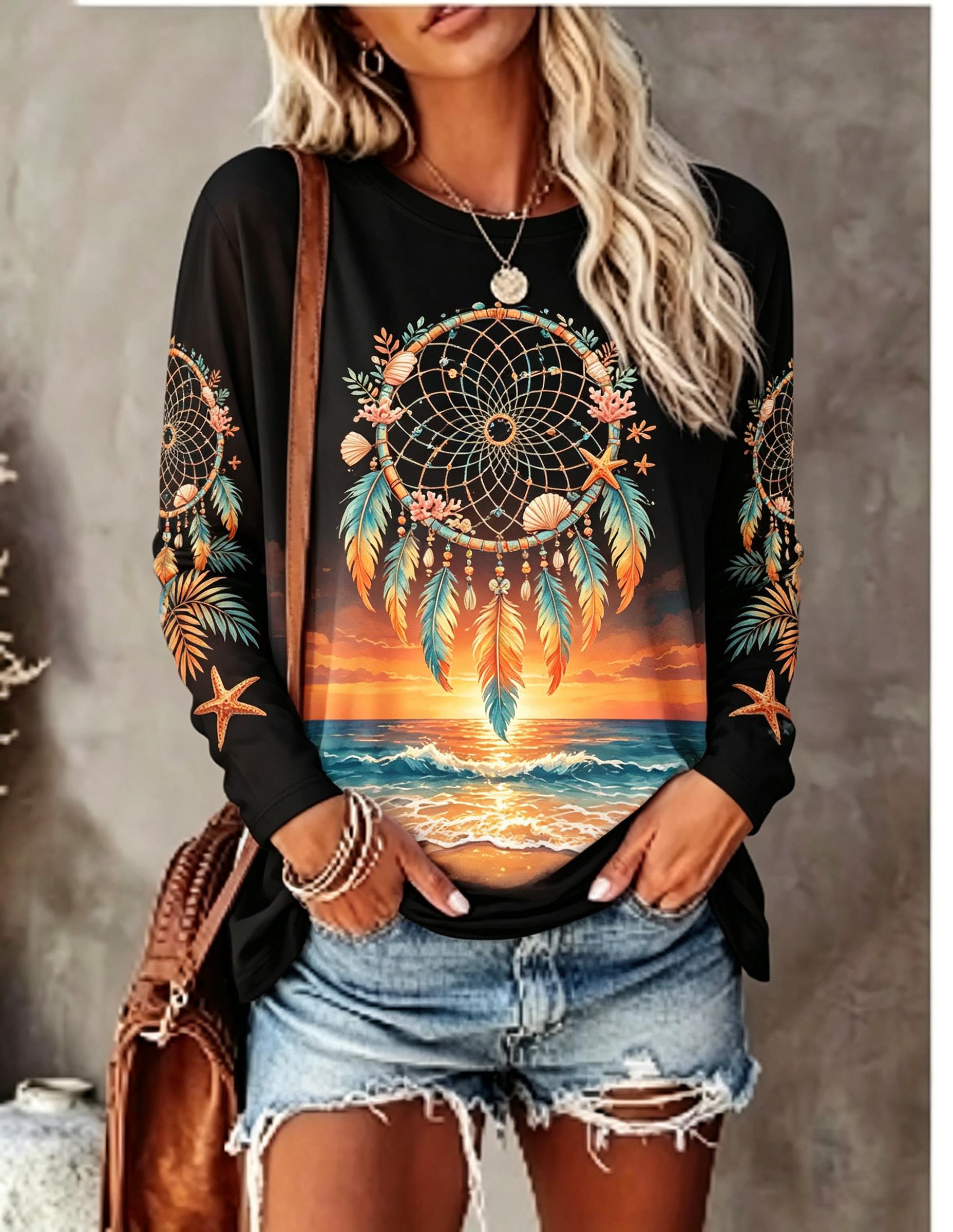 T-shirt da donna a maniche lun - Wallpaper recensione e prezzo