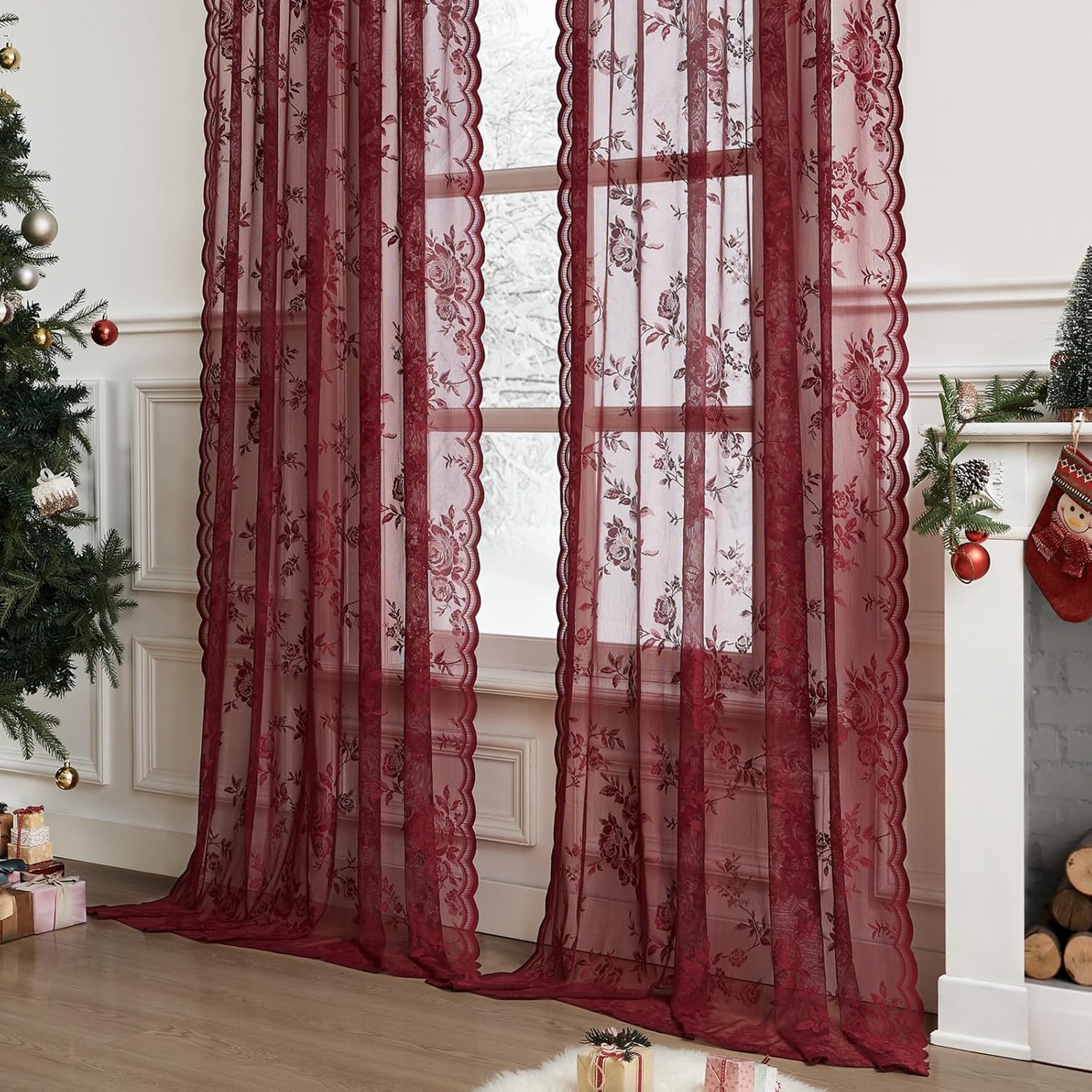 1 Tenda in Pizzo Bordeaux, Lun - Curtain Rods recensione e prezzo